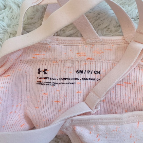 NWOT Under Armour light pink and coral sports bra size small - Picture 3 of 3